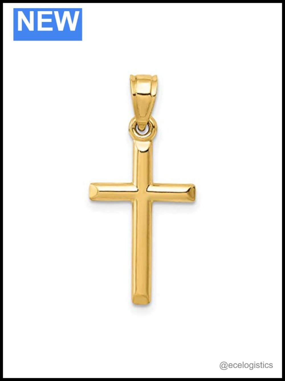 14K Yellow Gold Crucifix Cross Pendant 25mm Polished Religious Charm